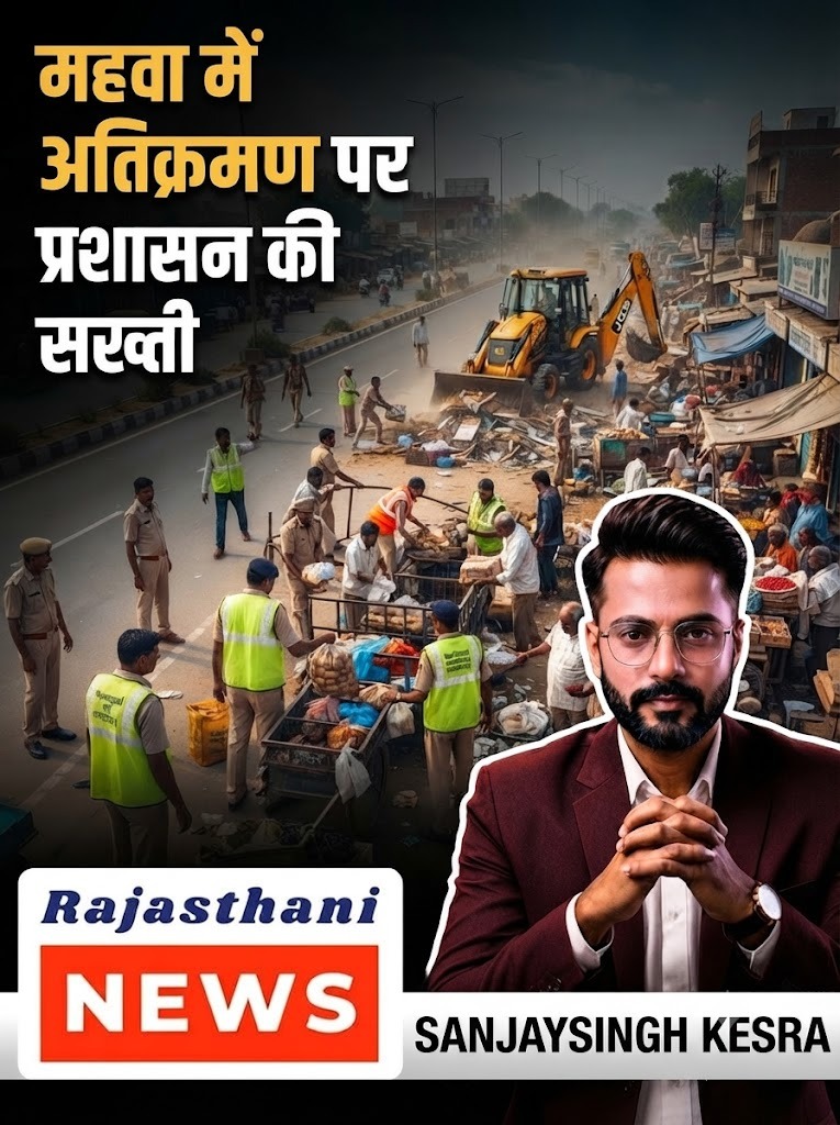 Mahwa Administration Takes Action Against Encroachments, Clears Roads and Organizes Street Vendors
